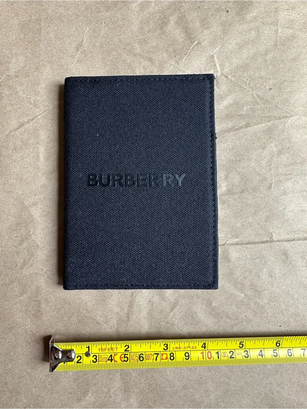 New BURBERRY Black Passport Holder Travel Wallet Canvas Card Case.